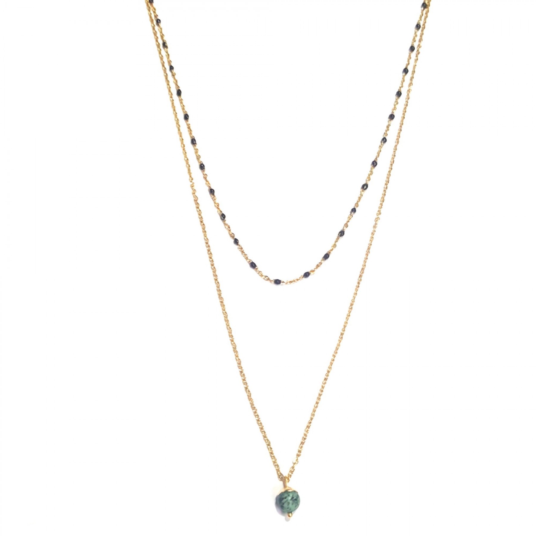 Collier 2 rangs turquoise africaine