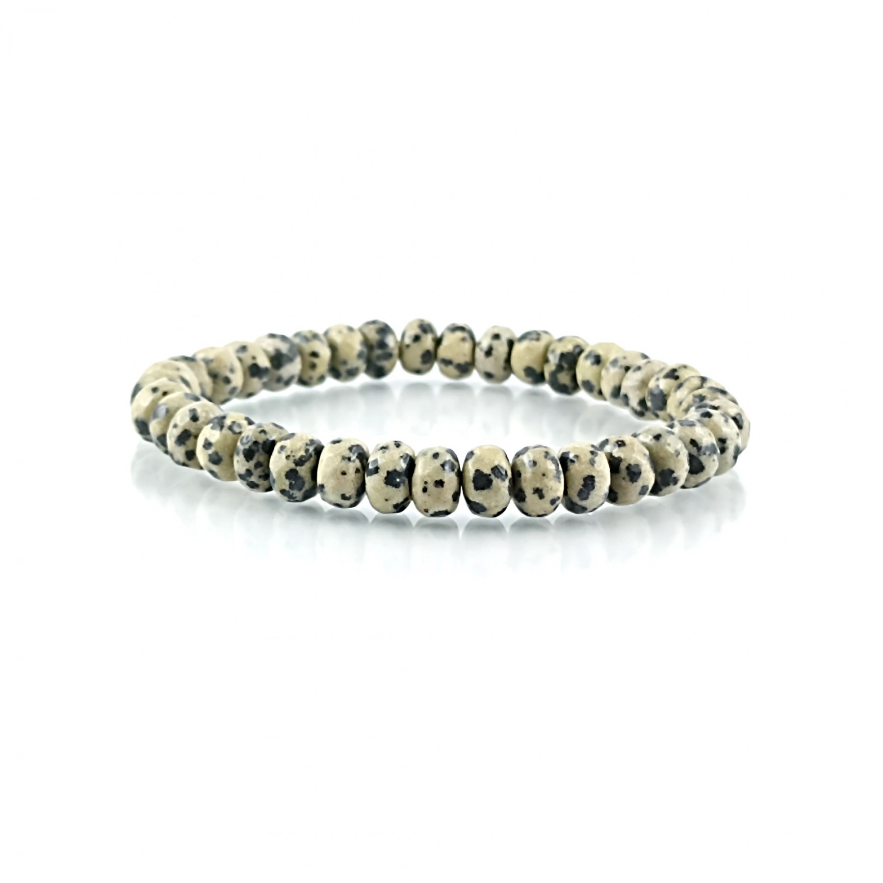 Bracelet perles plates jaspe dalmatien