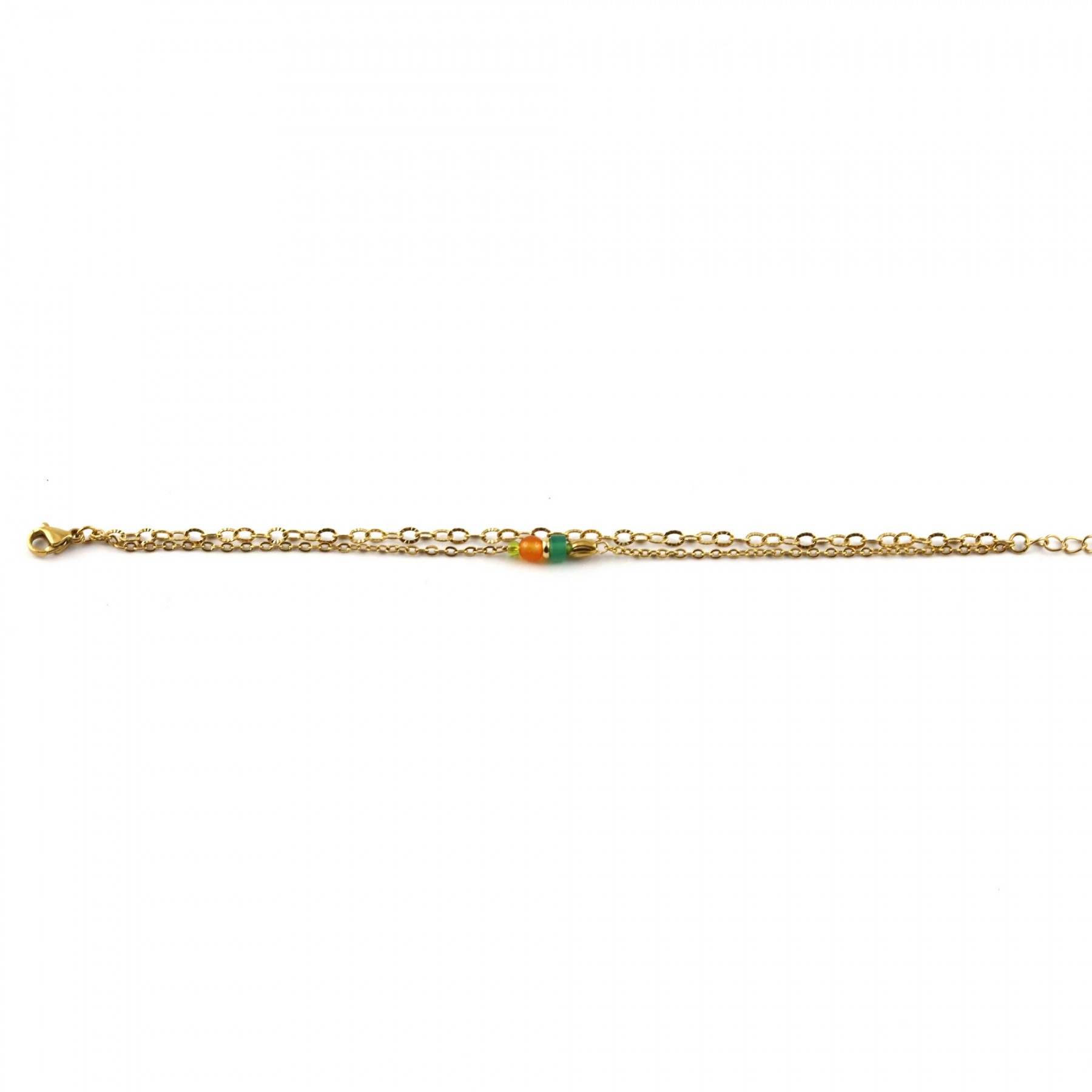 Bracelet double rang orange vert chaîne