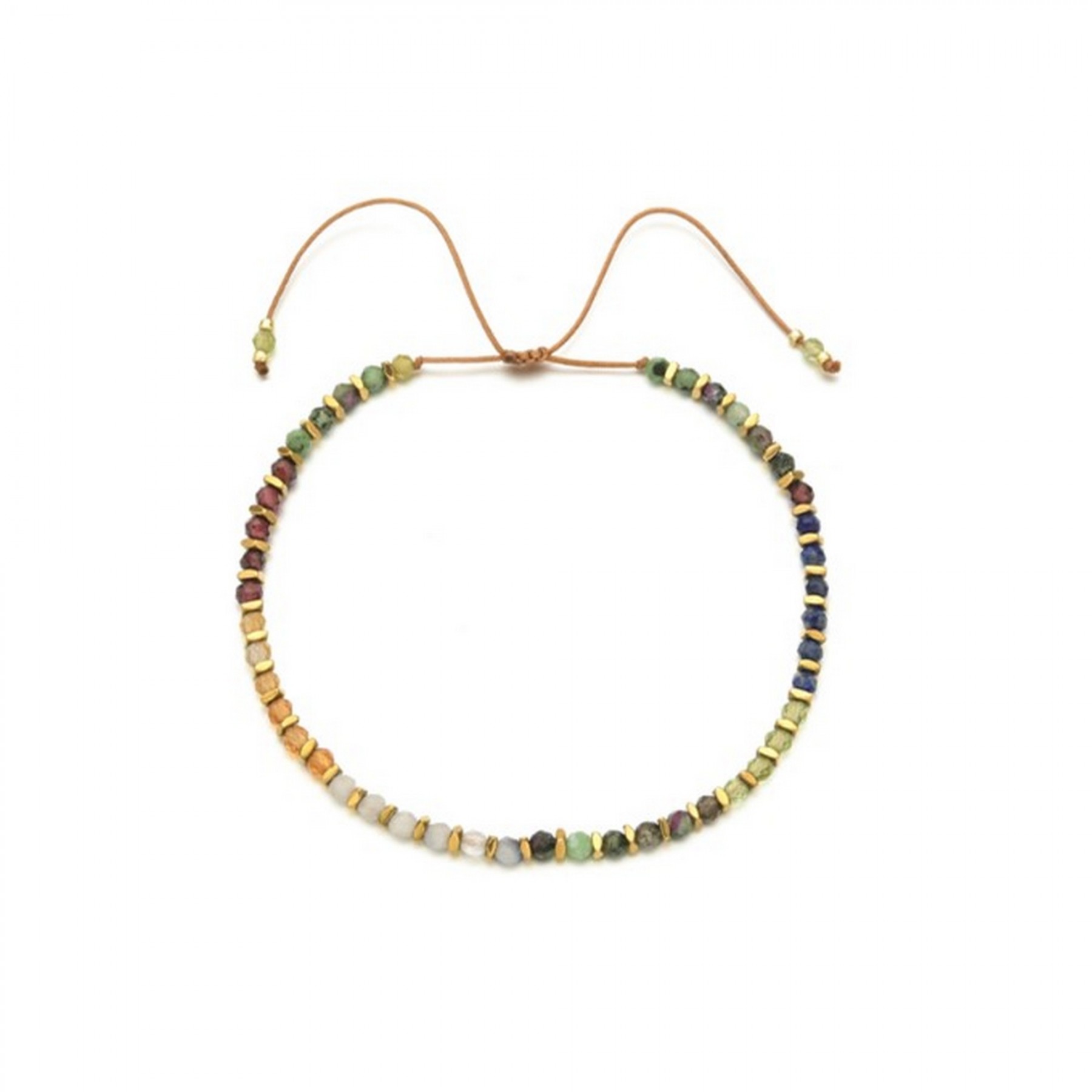 Bracelet lien coulissant pierres multicolores
