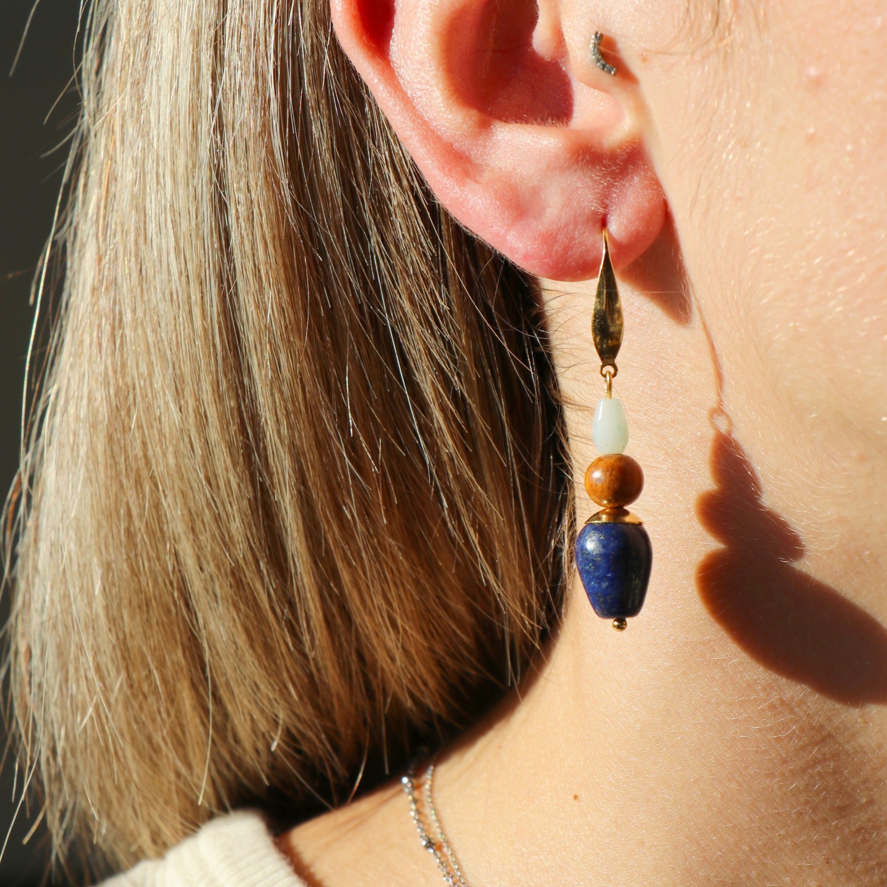 Boucles d'oreilles gouttes lapis lazuli