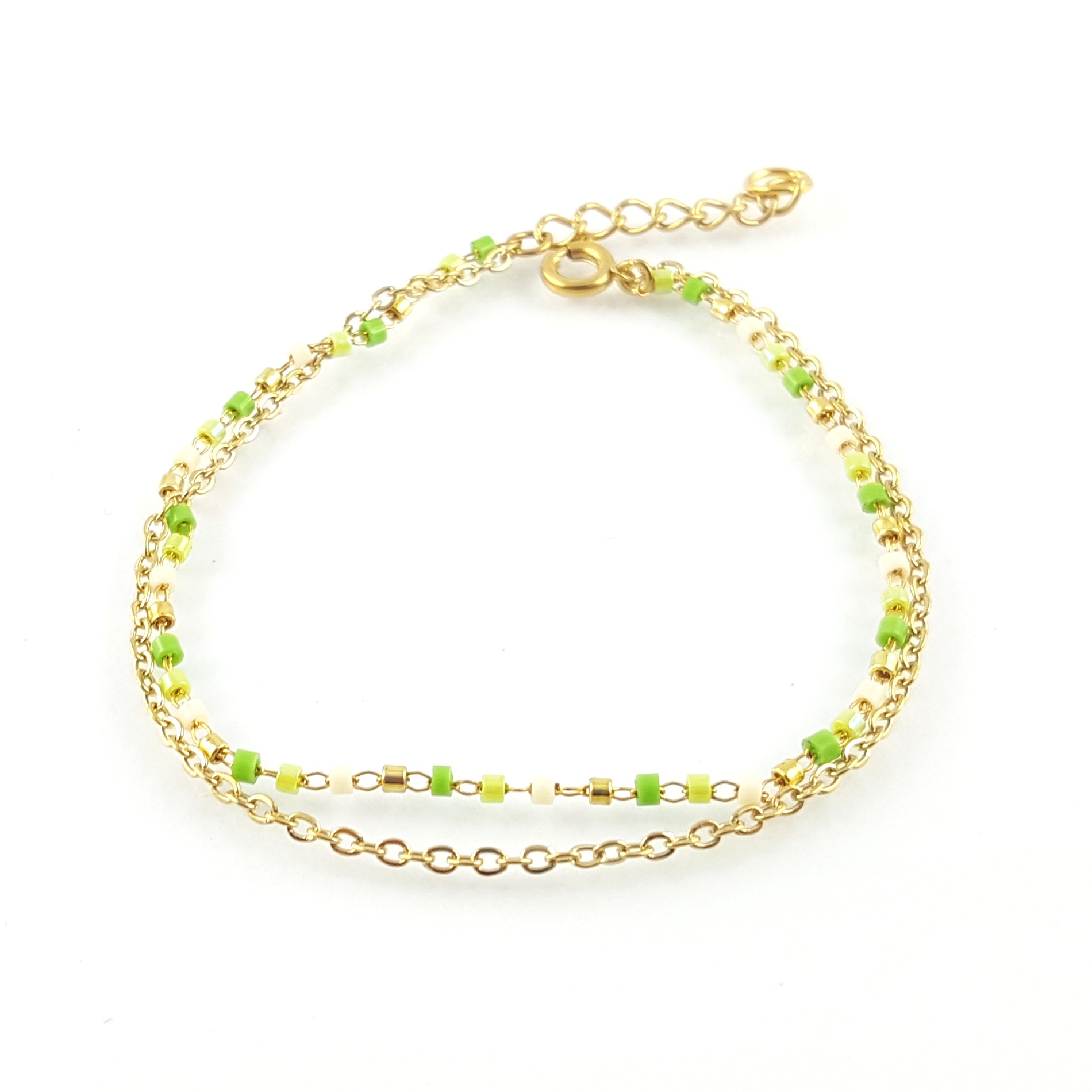 Bracelet double rang acier et perles miyuki - identités bijoux france